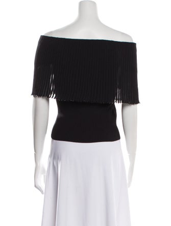 Aquazzura Off-The-Shoulder Short Sleeve Crop Top