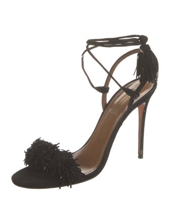 Aquazzura Suede Tassel Accents Sandals