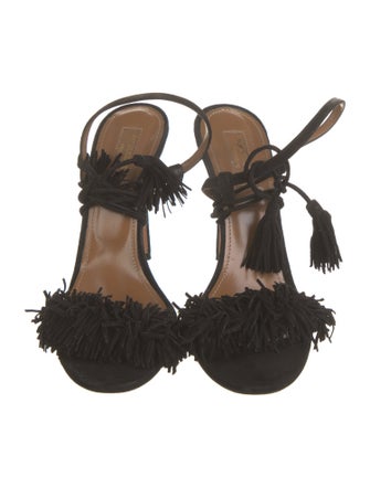 Aquazzura Suede Tassel Accents Sandals