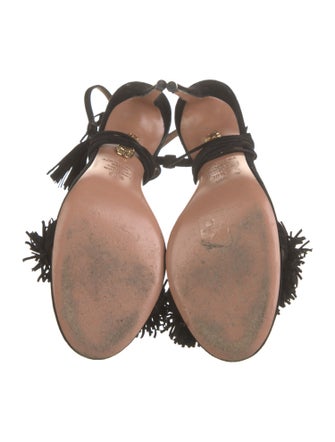 Aquazzura Suede Tassel Accents Sandals