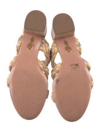 Aquazzura Raffia Slides