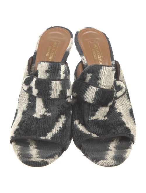 Aquazzura Terry Cloth Animal Print Slides
