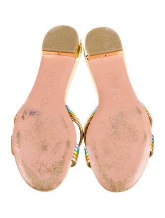 Aquazzura Leather Colorblock Pattern Slides