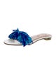 Aquazzura Leather Fringe Trim Accent Slides