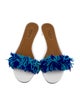 Aquazzura Leather Fringe Trim Accent Slides
