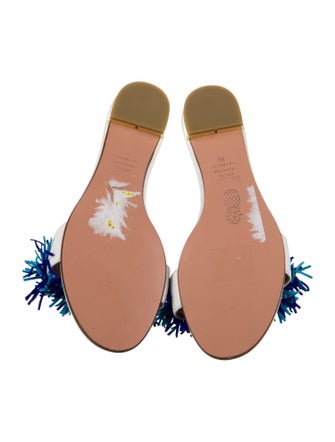 Aquazzura Leather Fringe Trim Accent Slides