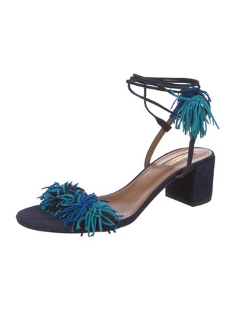 Aquazzura Suede Tassel Accents Sandals