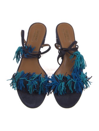 Aquazzura Suede Tassel Accents Sandals