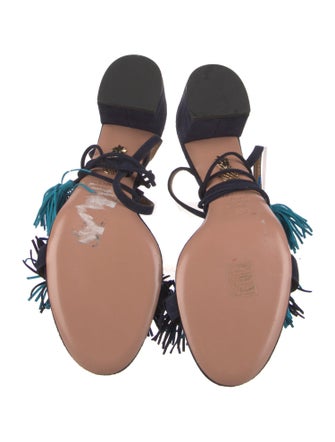 Aquazzura Suede Tassel Accents Sandals