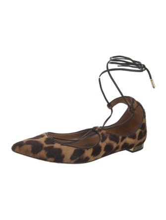 Aquazzura Ponyhair Animal Print Ballet Flats