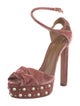 Aquazzura Velvet Studded Accents Sandals