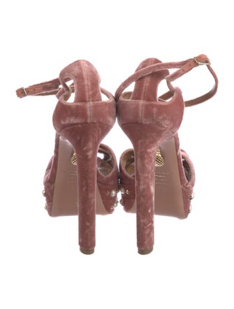 Aquazzura Velvet Studded Accents Sandals