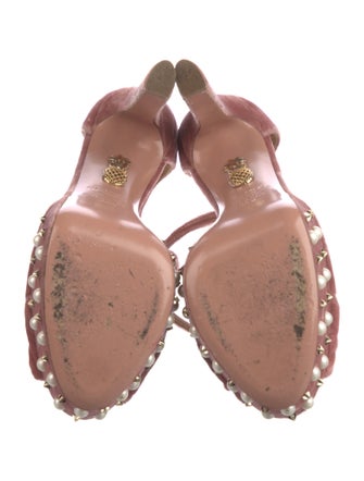 Aquazzura Velvet Studded Accents Sandals