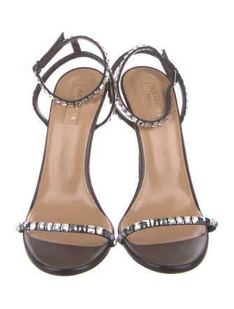 Aquazzura Leather Crystal Embellishments Sandals