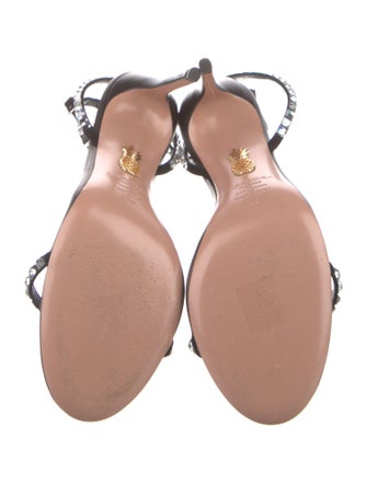 Aquazzura Leather Crystal Embellishments Sandals