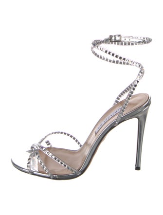 Aquazzura Leather Crystal Embellishments Sandals