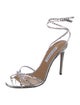 Aquazzura Leather Crystal Embellishments Sandals