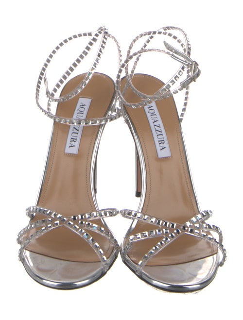 Aquazzura Leather Crystal Embellishments Sandals