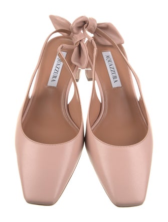 Aquazzura Leather Bow Accents Slingback Pumps