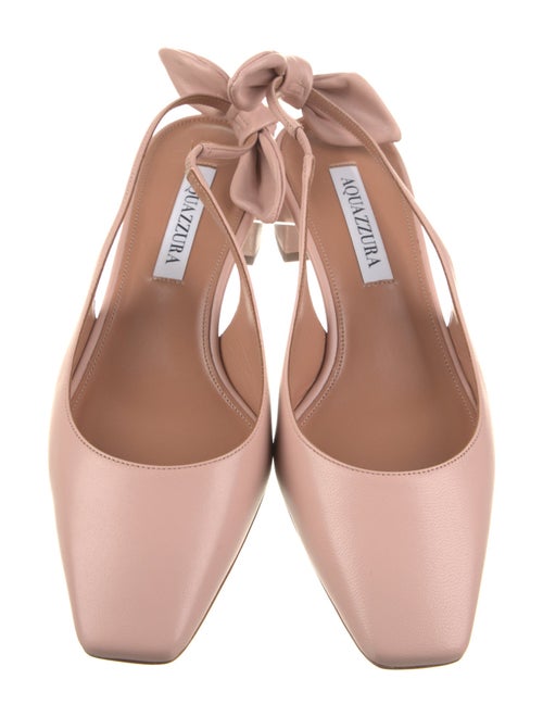 Aquazzura Leather Bow Accents Slingback Pumps