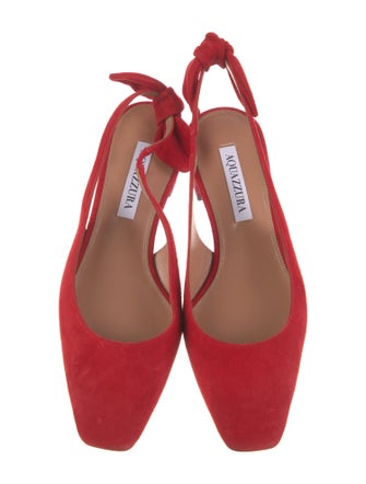 Aquazzura Suede Bow Accents Slingback Pumps