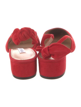 Aquazzura Suede Bow Accents Slingback Pumps