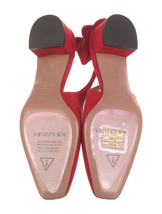 Aquazzura Suede Bow Accents Slingback Pumps