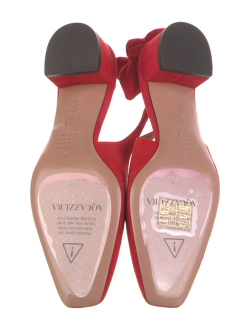 Aquazzura Suede Bow Accents Slingback Pumps