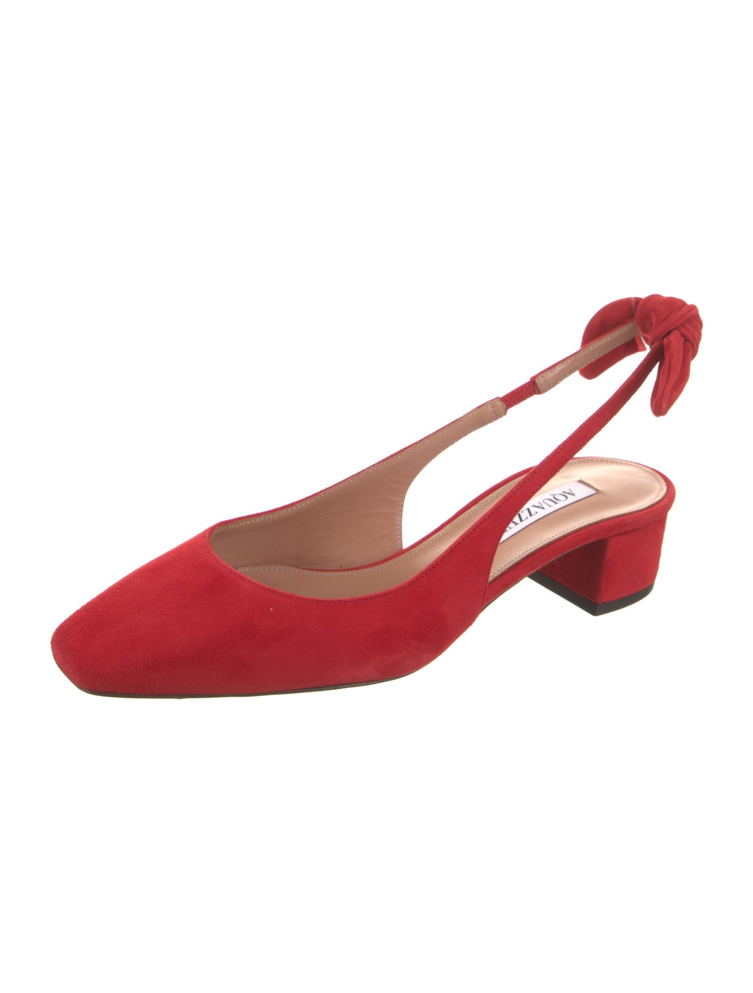 Aquazzura Suede Bow Accents Slingback Pumps