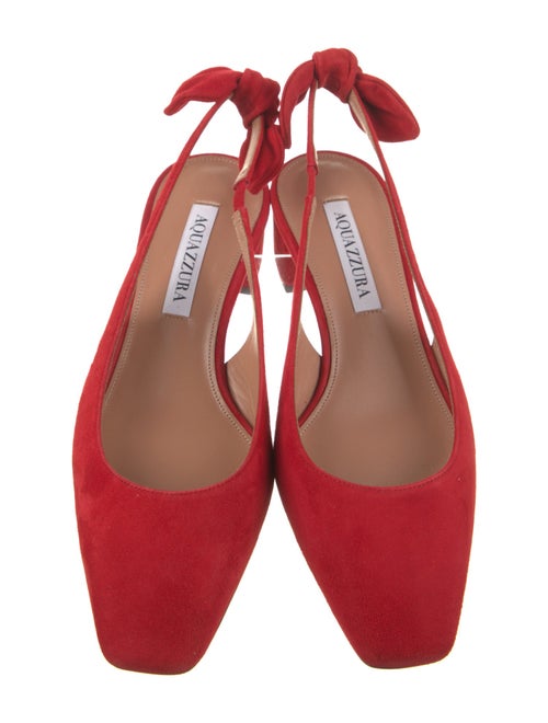 Aquazzura Suede Bow Accents Slingback Pumps