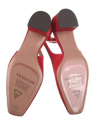 Aquazzura Suede Bow Accents Slingback Pumps