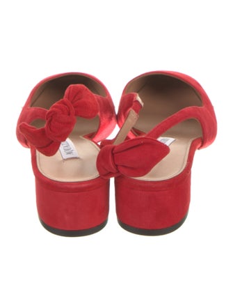 Aquazzura Suede Bow Accents Slingback Pumps