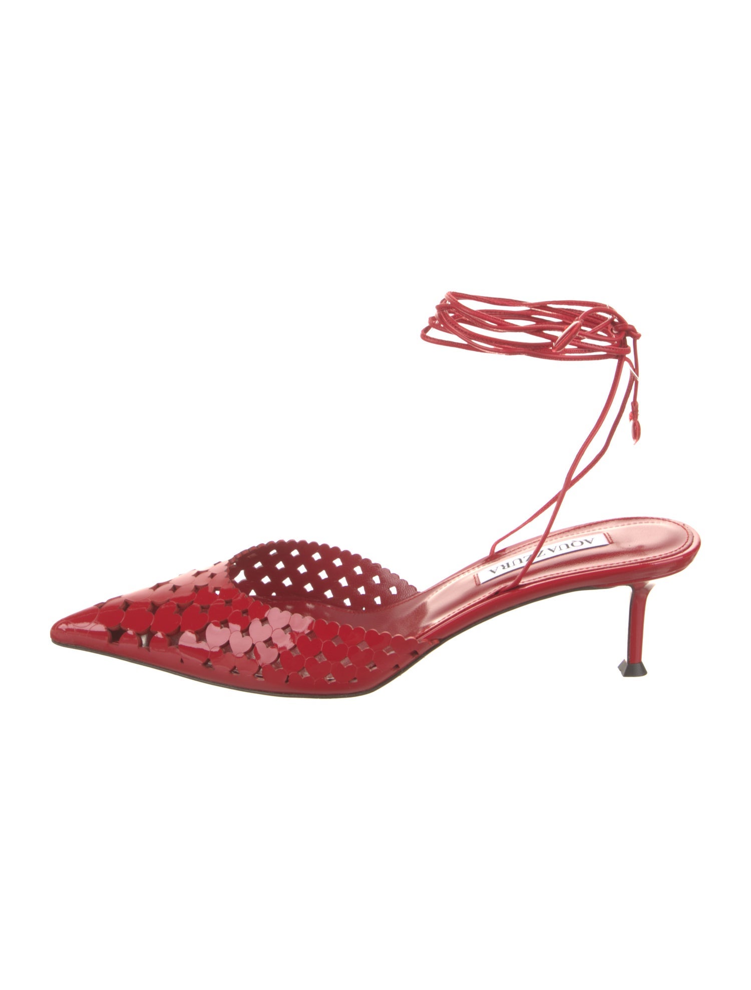 Aquazzura Patent Leather Lasercut Accents Slingback Pumps