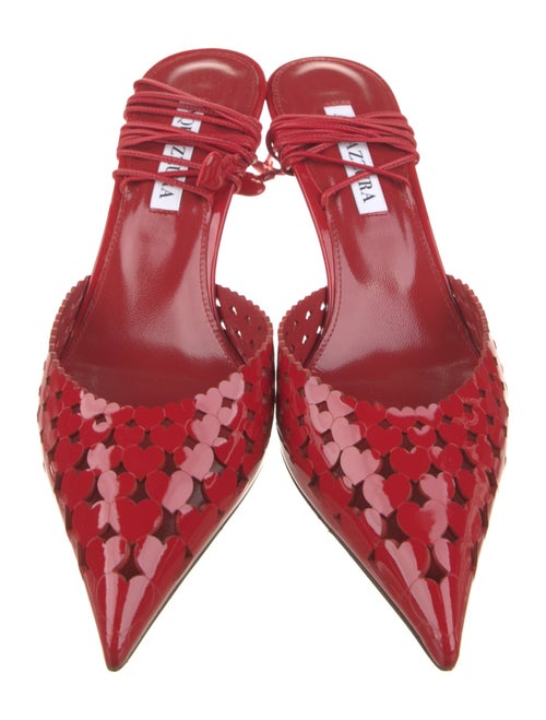 Aquazzura Patent Leather Lasercut Accents Slingback Pumps