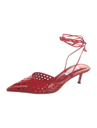 Aquazzura Patent Leather Cutout Accent Slingback Pumps