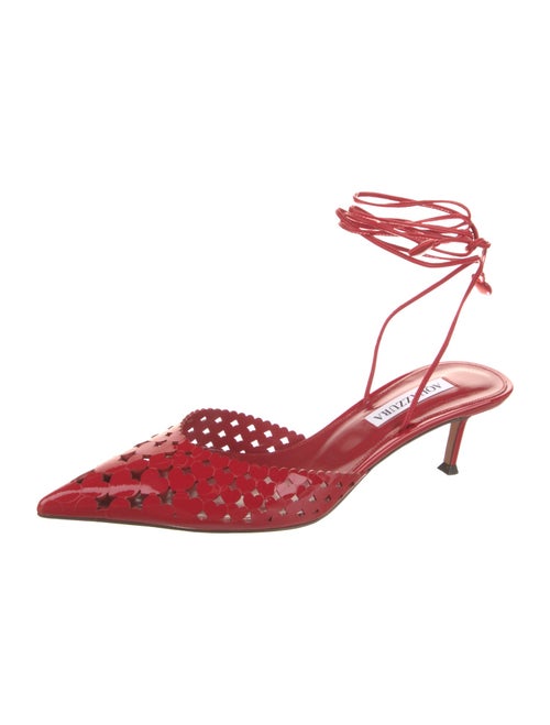 Aquazzura Patent Leather Cutout Accent Slingback Pumps