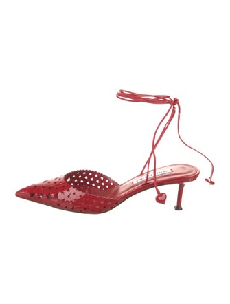 Aquazzura Patent Leather Lasercut Accents Slingback Pumps