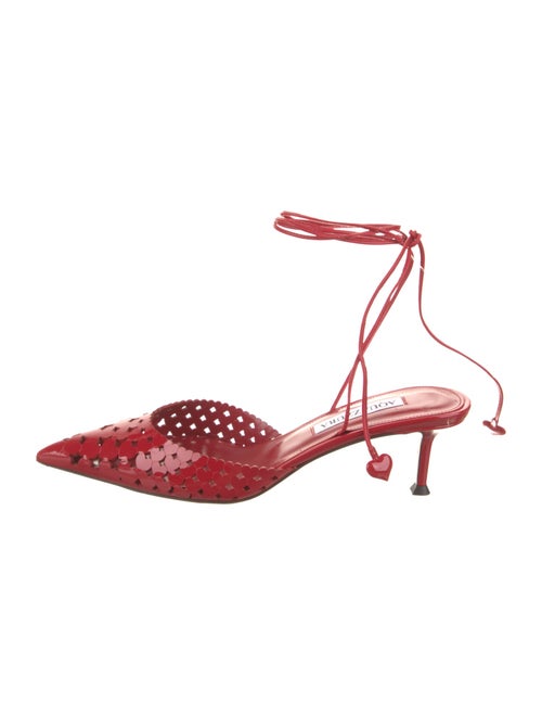 Aquazzura Patent Leather Lasercut Accents Slingback Pumps