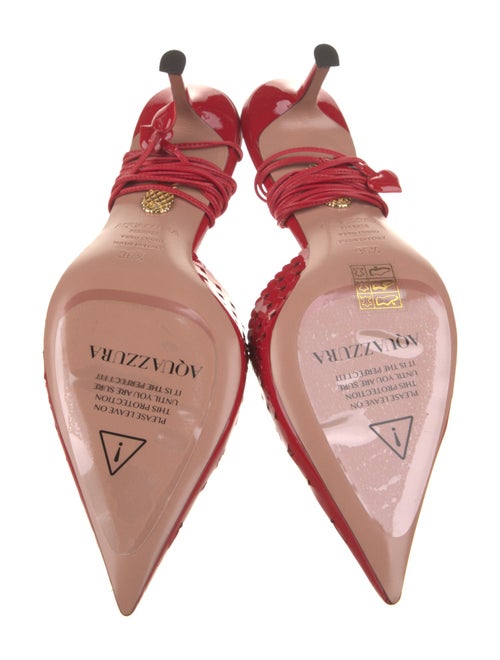 Aquazzura Patent Leather Lasercut Accents Slingback Pumps