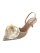 Aquazzura Velvet Pom-Pom Embellishments Slingback Pumps