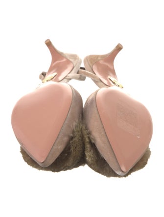 Aquazzura Velvet Pom-Pom Embellishments Slingback Pumps