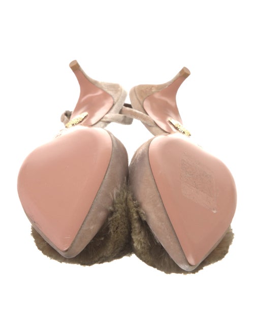 Aquazzura Velvet Pom-Pom Embellishments Slingback Pumps