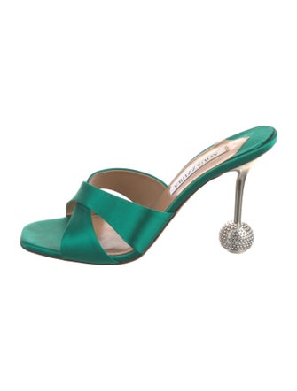 Aquazzura Satin Crystal Embellishments Slides