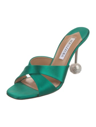 Aquazzura Satin Crystal Embellishments Slides