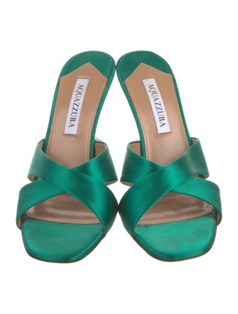 Aquazzura Satin Crystal Embellishments Slides