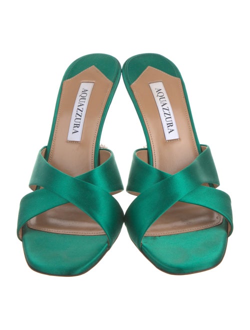 Aquazzura Satin Crystal Embellishments Slides