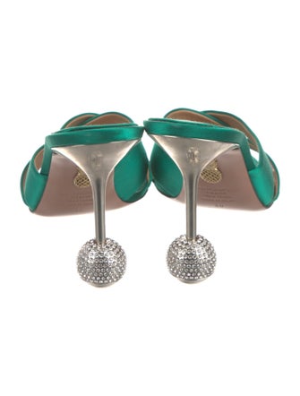 Aquazzura Satin Crystal Embellishments Slides