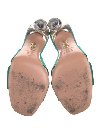Aquazzura Satin Crystal Embellishments Slides