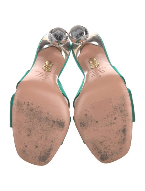 Aquazzura Satin Crystal Embellishments Slides