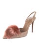Aquazzura Suede Pom-Pom Embellishments Slingback Pumps